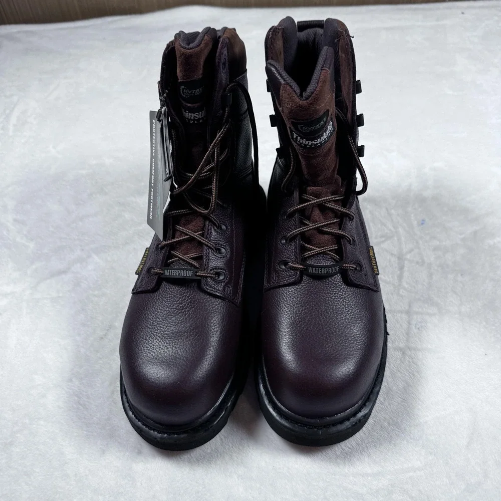 HyTest Work‎ Boots Mens Size 8.5 Brown Waterproof Insulated Safety ContourMet